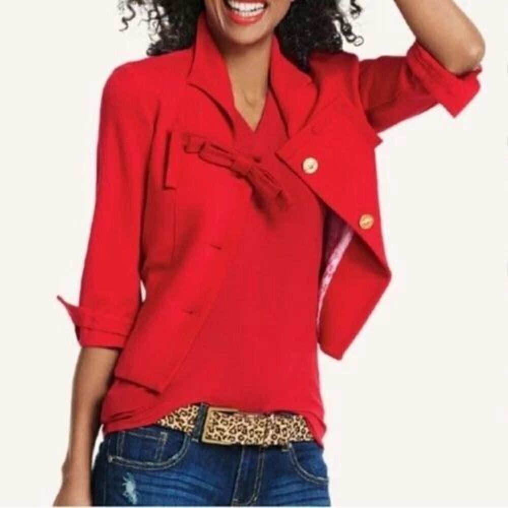 NEW~Women's Cabi #3035 BEAU JACKET Red Rayon Blend Love Carol Collection Size 6